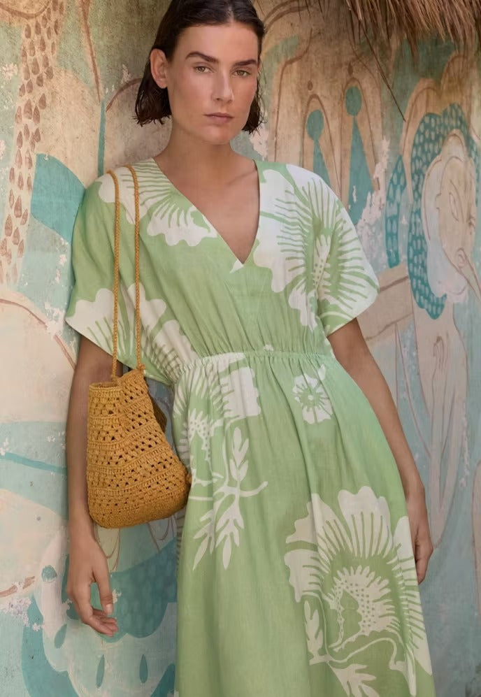 Printed maxi-dress Linen